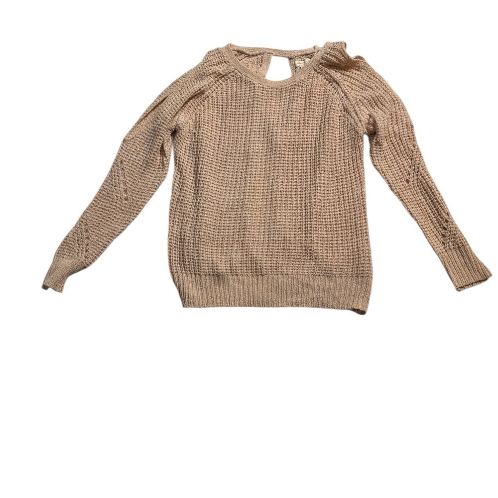 Women's Blush Pink Sweater: Open Shoulder and Back